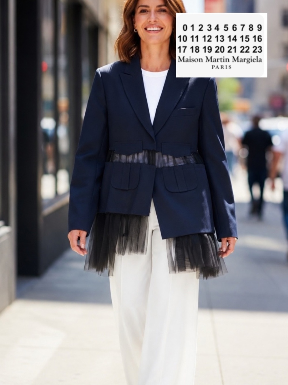 Mason Margiela of Paris Navy w/ Black tulle blazer, 44( 8 ) GP1577